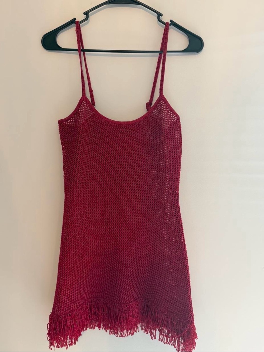 WhiteFox Red Crochet Fringe Dress